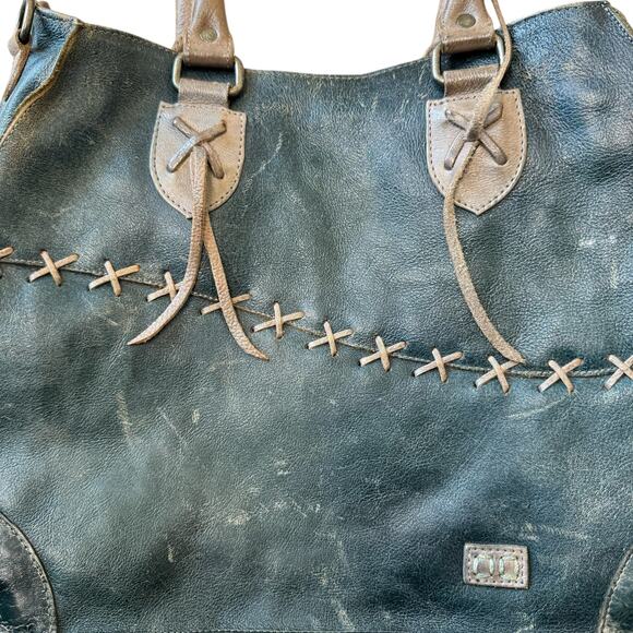 BED STU  BRUNA Leather Shoulder Bag in DARK TEAL LUX ICICLE RUSTIC - Picture 6 of 9